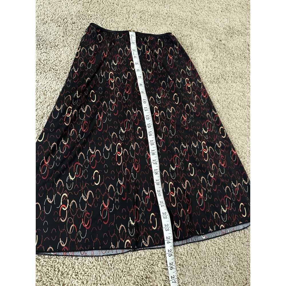 Wrapper Womens Medium Black Red Chain Link Print A-Line Midi Skirt 60TZ2808 - Picture 4 of 8